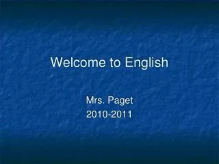 Welcome to English