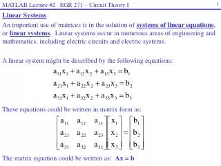 Linear Systems