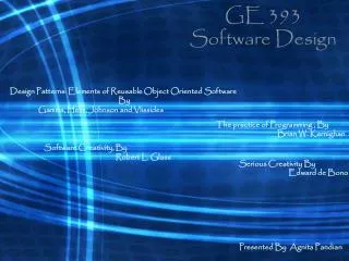 GE 393 Software Design