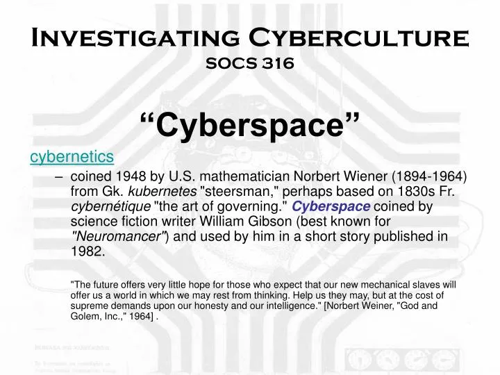 investigating cyberculture socs 316