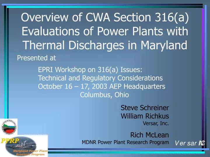 overview of cwa section 316 a evaluations of power plants with thermal discharges in maryland
