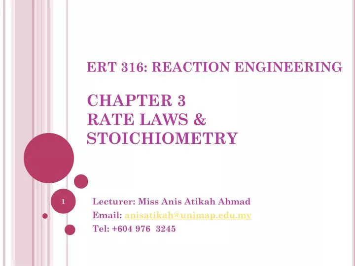 ert 316 reaction engineering chapter 3 rate laws stoichiometry