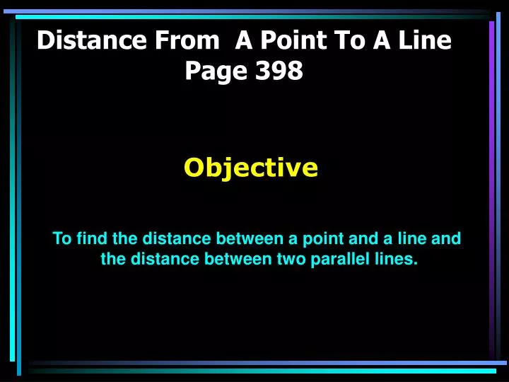 distance from a point to a line page 398