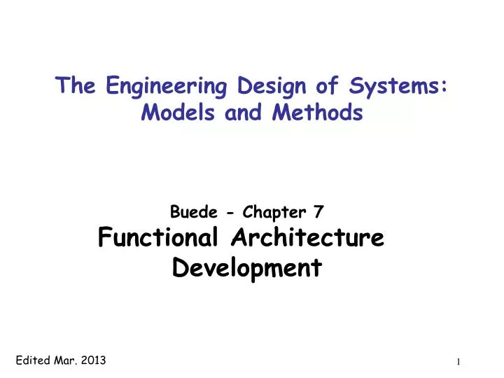 the engineering design of systems models and methods