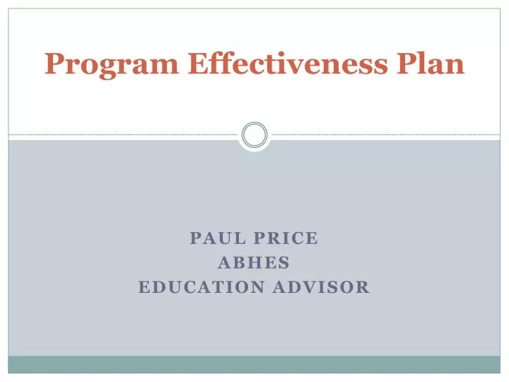 program effectiveness plan