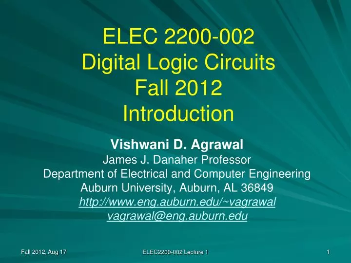 elec 2200 002 digital logic circuits fall 2012 introduction