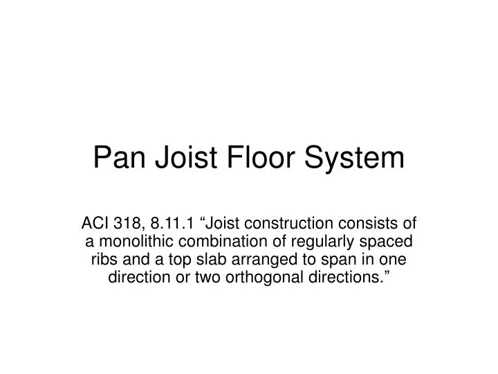 pan joist floor system