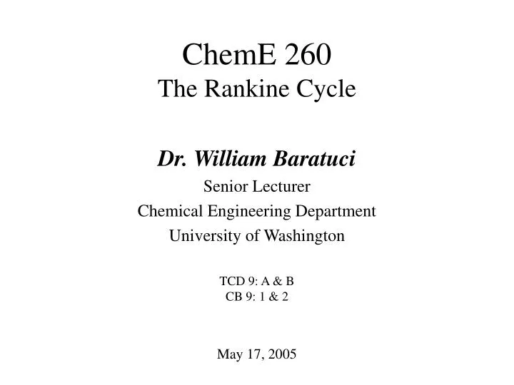 cheme 260 the rankine cycle