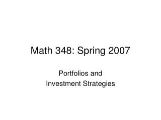 Math 348: Spring 2007