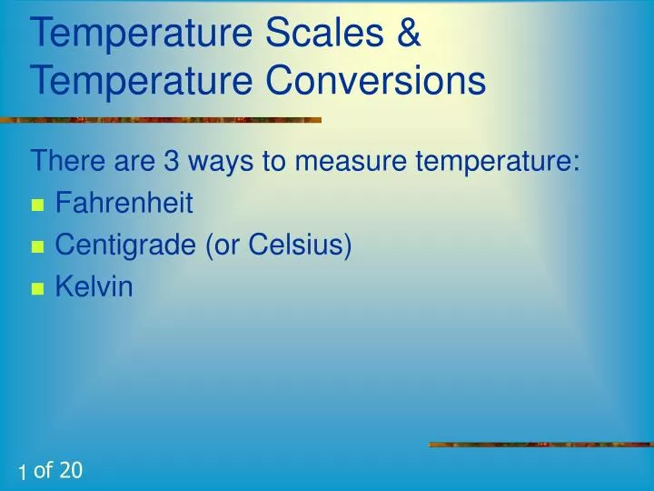 temperature scales temperature conversions