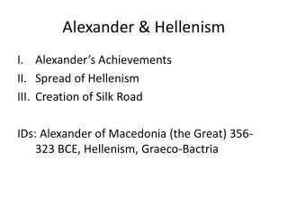 Alexander &amp; Hellenism