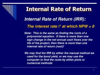 Internal Rate of Return