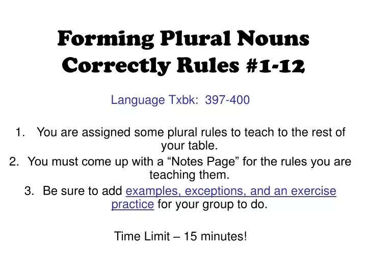 forming plural nouns correctly rules 1 12
