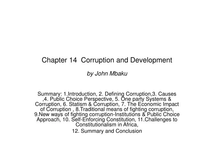 chapter 14 corruption and development by john mbaku