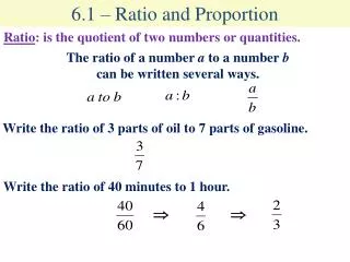 6.1 – Ratio and Proportion