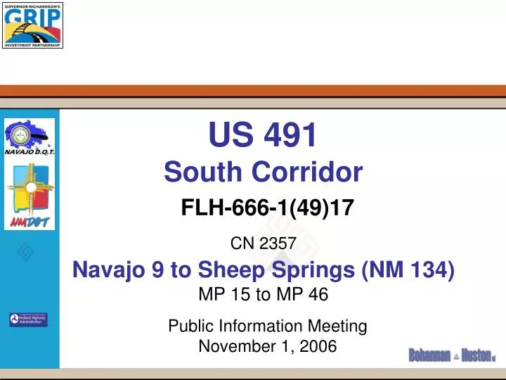 us 491 south corridor flh 666 1 49 17 cn 2357 navajo 9 to sheep springs nm 134 mp 15 to mp 46