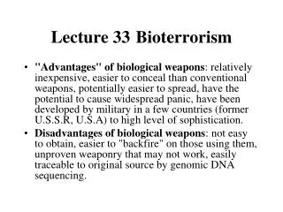 Lecture 33	Bioterrorism