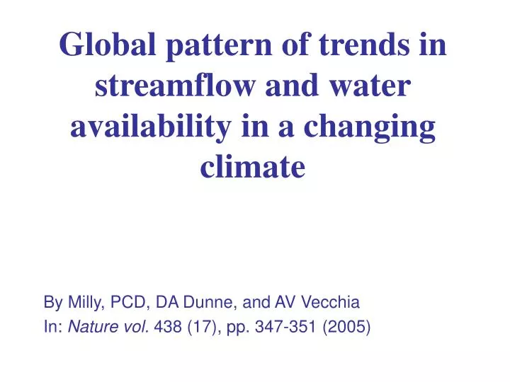 global pattern of trends in streamflow and water availability in a changing climate