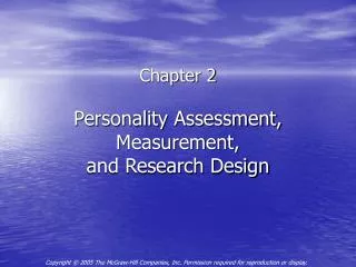 Personality Assessment, Measurement, and Research Design