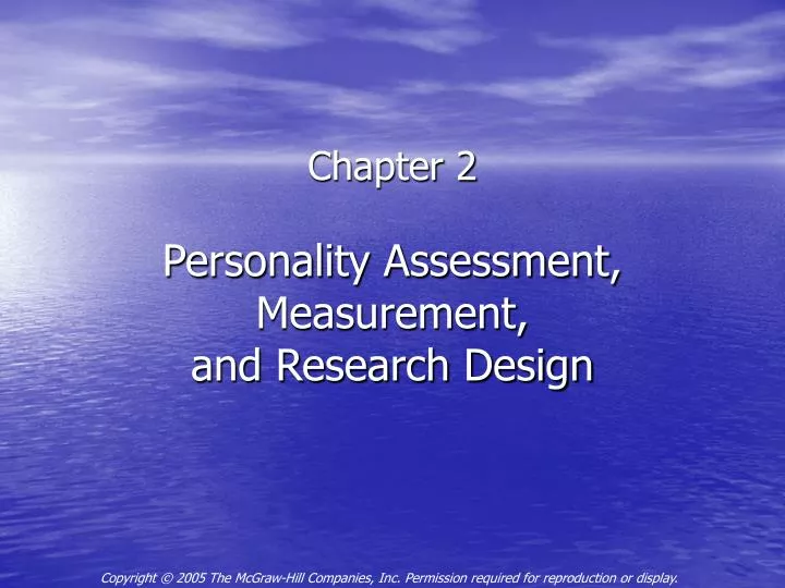 personality assessment measurement and research design