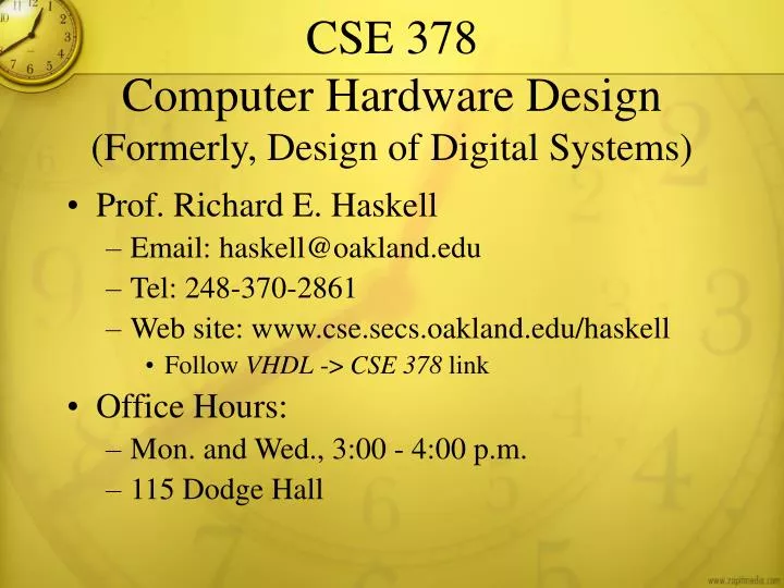 cse 378 computer hardware design formerly design of digital systems