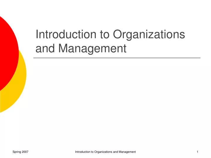 introduction to organizations and management