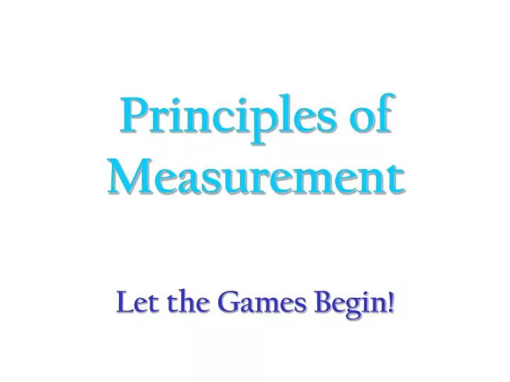 principles of measurement