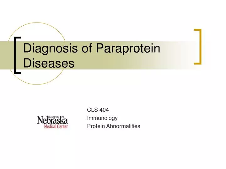 diagnosis of paraprotein diseases