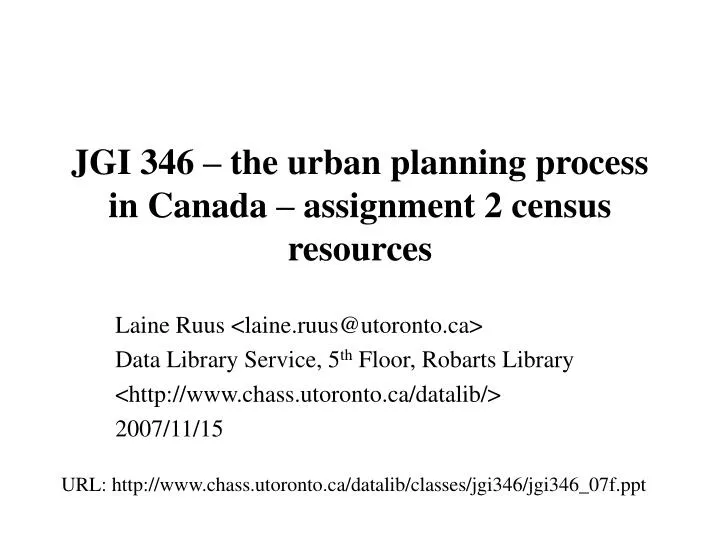 jgi 346 the urban planning process in canada assignment 2 census resources