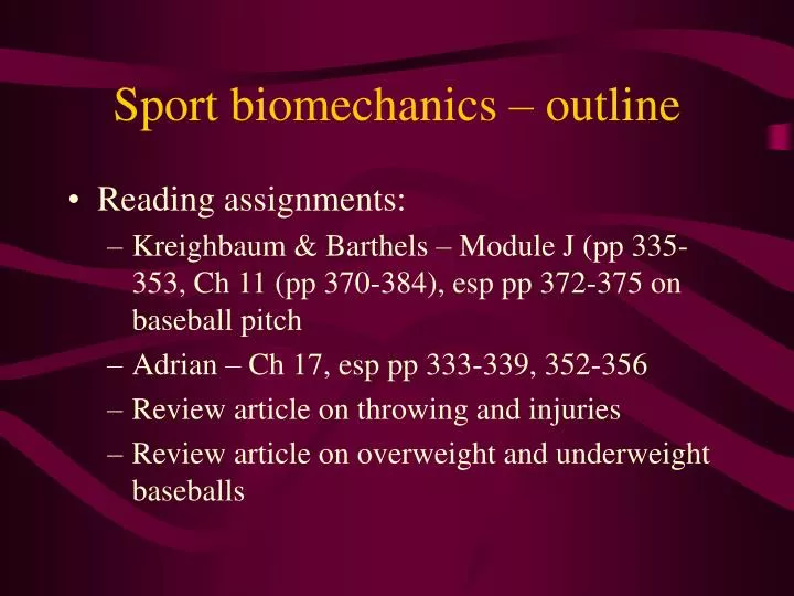 sport biomechanics outline