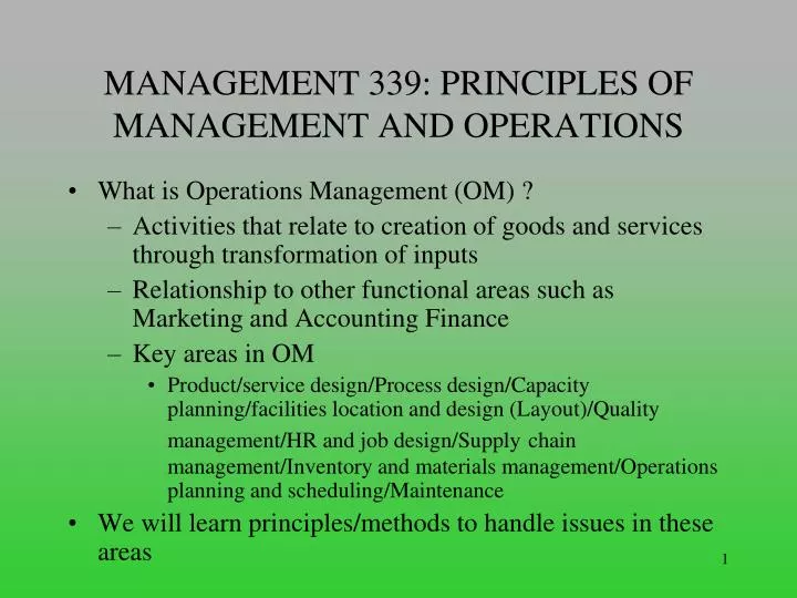 management 339 principles of management and operations