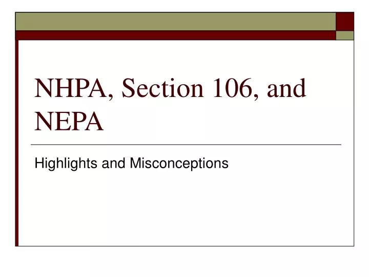 nhpa section 106 and nepa