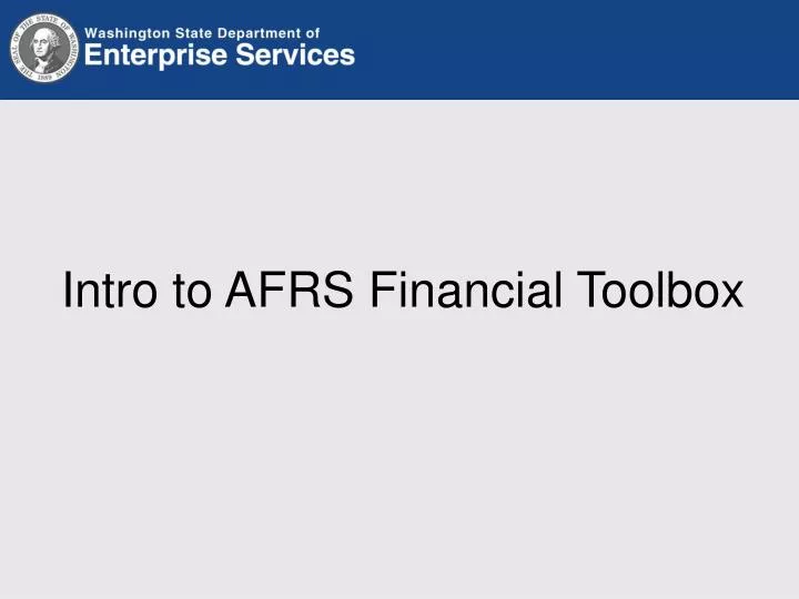 intro to afrs financial toolbox