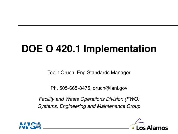 doe o 420 1 implementation