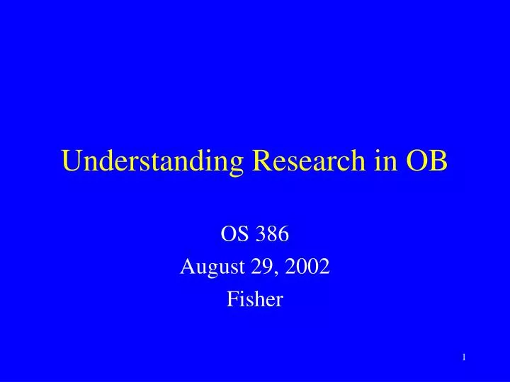 understanding research in ob