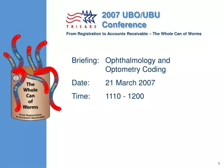 briefing ophthalmology and optometry coding date 21 march 2007 time 1110 1200