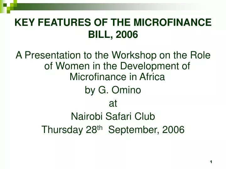 key features of the microfinance bill 2006