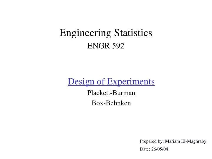engineering statistics engr 592