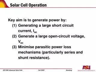 Solar Cell Operation