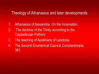 Theology of Athanasius and later developments