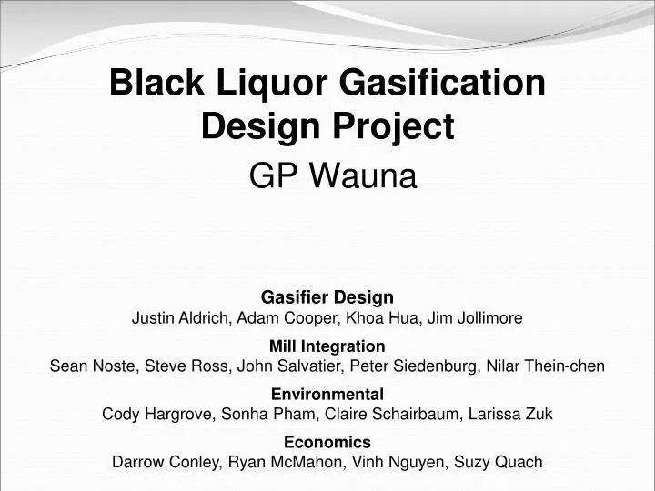 black liquor gasification design project gp wauna