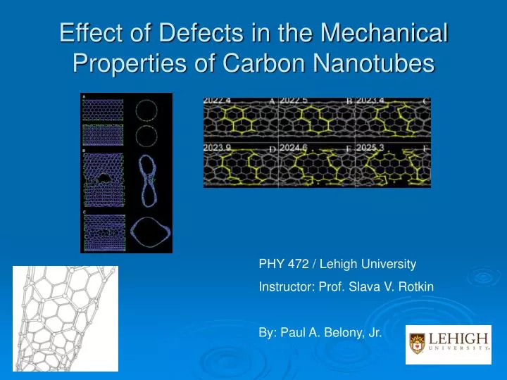 effect of defects in the mechanical properties of carbon nanotubes
