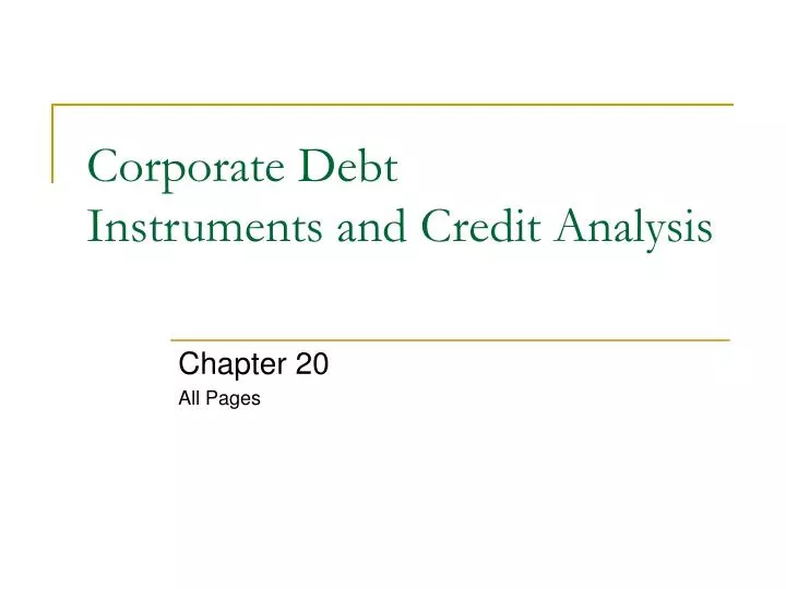 corporate debt instruments and credit analysis