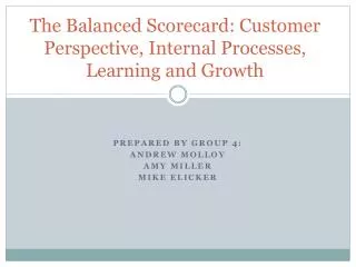 The Balanced Scorecard: Customer Perspective, Internal Processes, Learning and Growth