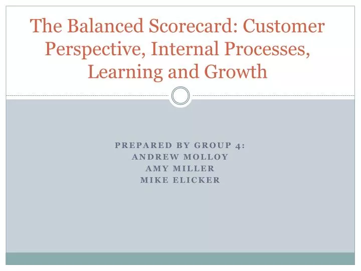 the balanced scorecard customer perspective internal processes learning and growth