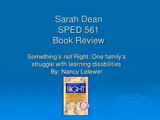 Sarah Dean SPED 561 Book Review