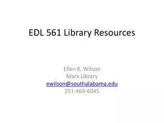 EDL 561 Library Resources
