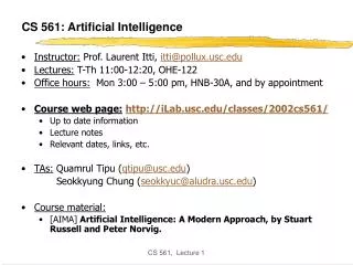 CS 561: Artificial Intelligence