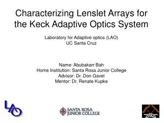 Characterizing Lenslet Arrays for the Keck Adaptive Optics System