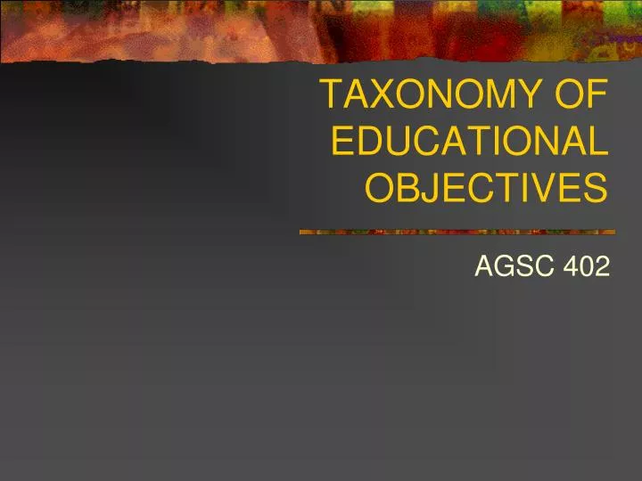 taxonomy of educational objectives